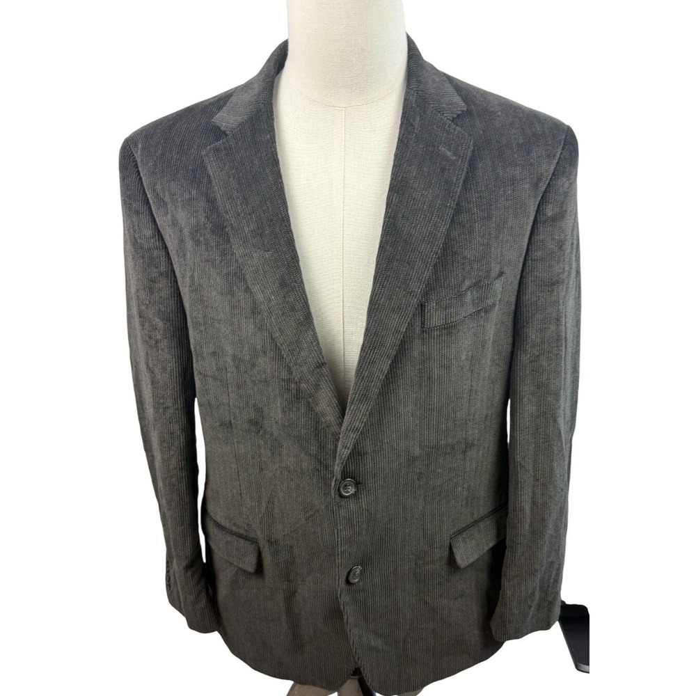 Chaps Soft Corduroy Charcoal Grey Two Button Mens Blazer 44R